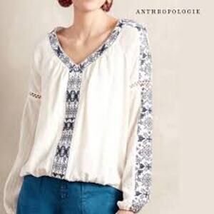 Anthropologie Akemi + Kin Merewen Embroidered Peasant Top